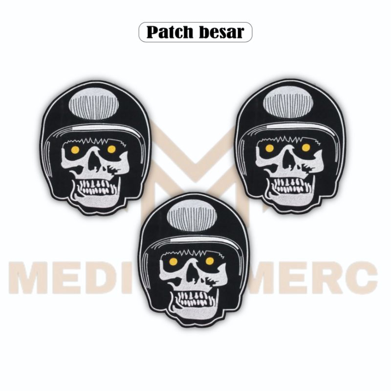 Back Patch Bordir Emblem Punggung Tengkorak Motor Aksesoris Patch Bordir Jahit Besar Punggung