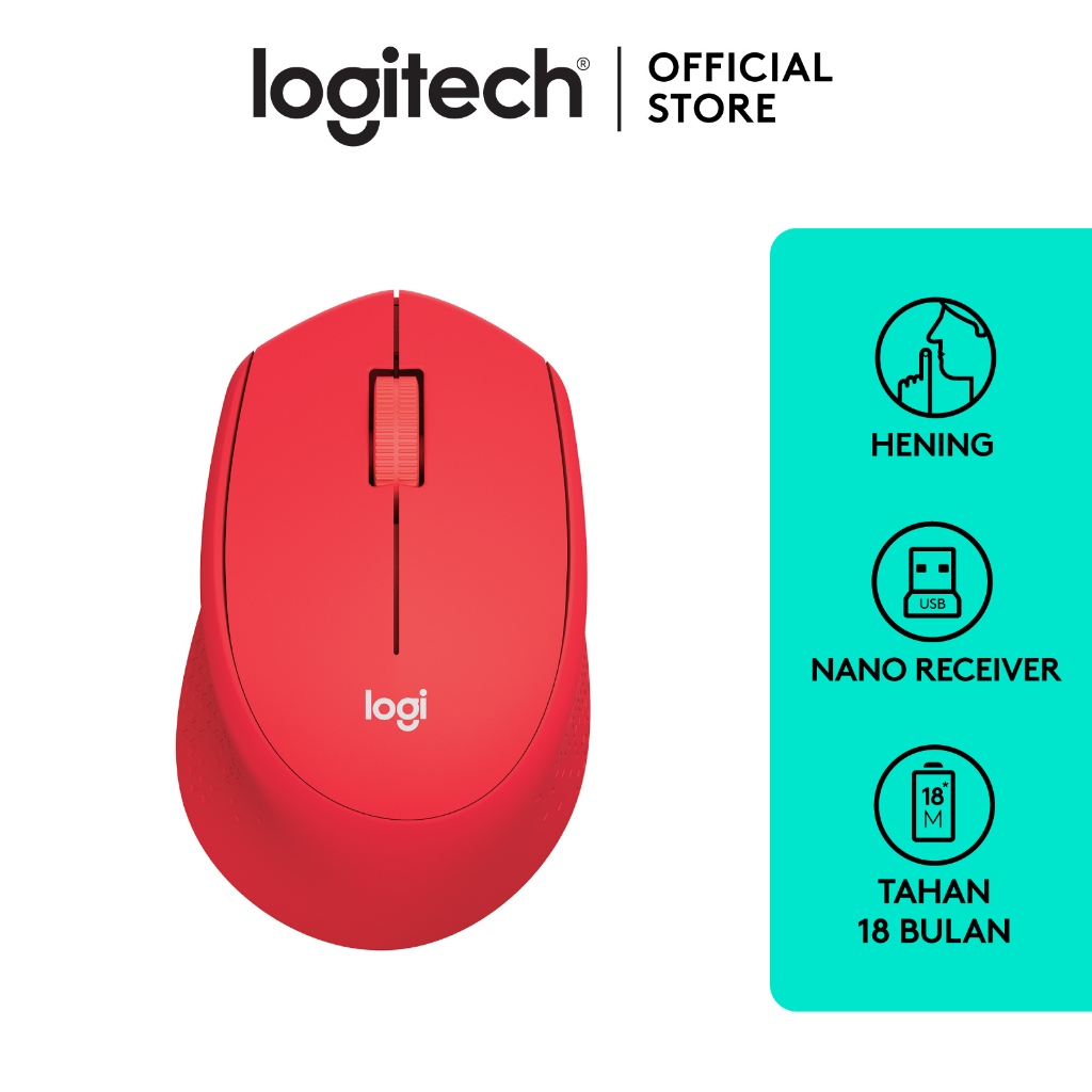 Logitech M331 Mouse Wireless Silent Click - Red