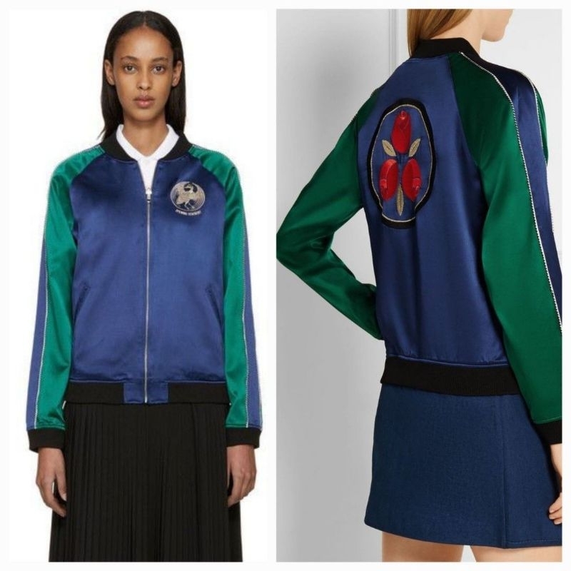 BOMBER JACKET 2WAY SATIN BORDIR