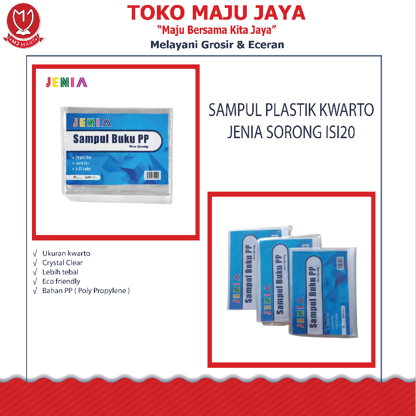 

SAMPUL PLASTIK KWARTO JENIA SORONG ISI 20