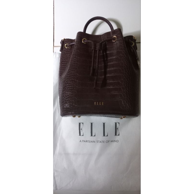 Tas Sling Bag/Ransel Serut Fashion ELLE Original (Warna Chocolate Brown)