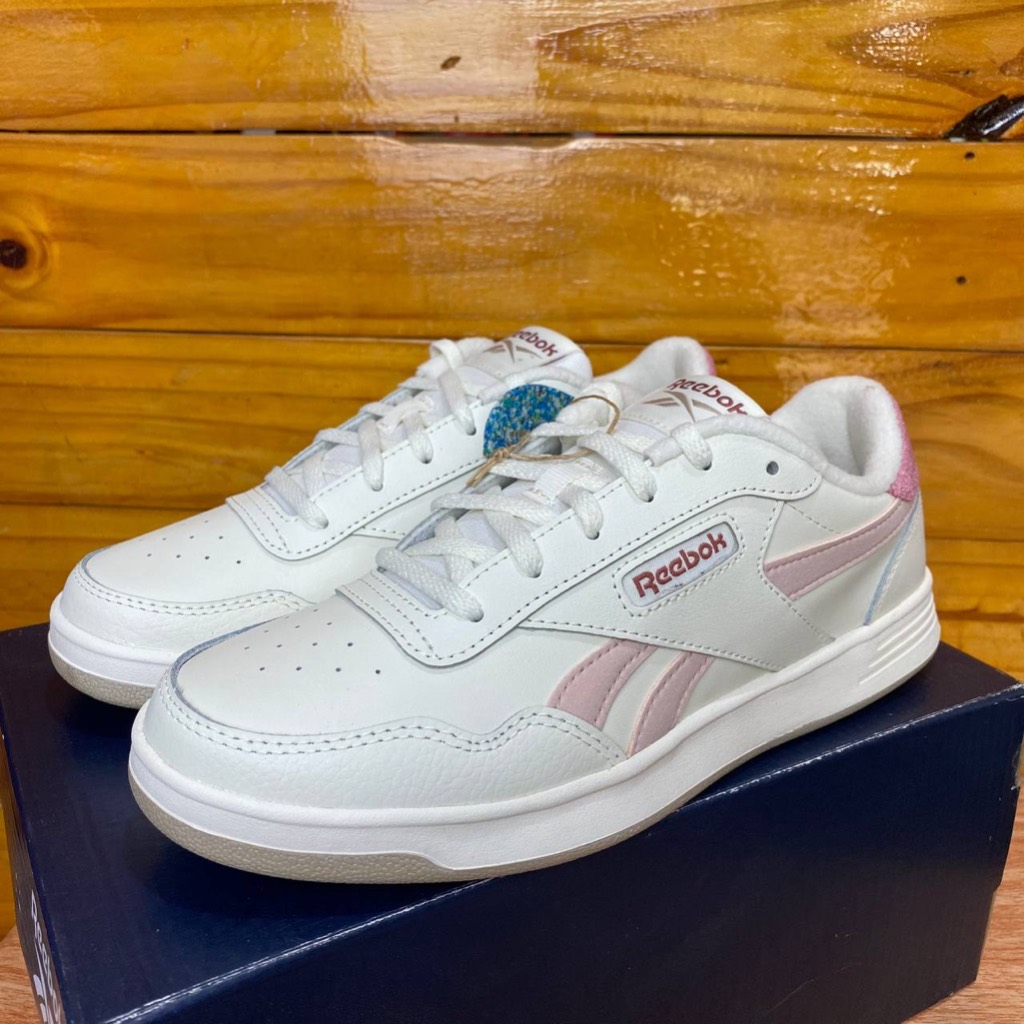 ONLY SIZE 37,5 SEPATU REEBOK WANITA REEBOK COURT ADVANCE WHITE PINK CASUAL LEATHER SNEAKER WOMAN