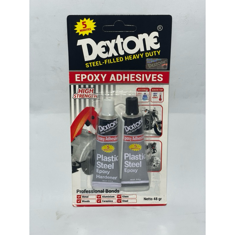 lem dextone 5 menit / lem dextone epoxy adhesives / lem dextone epoxy rapid clear color / lem besi d