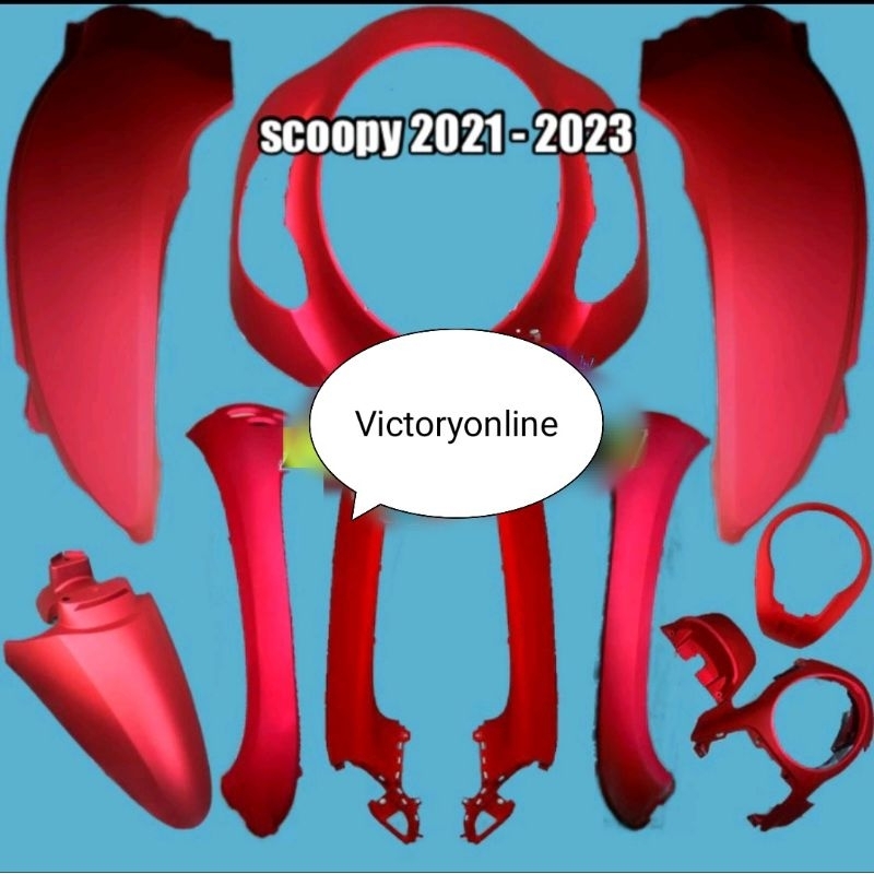 Body kilat scoopy fi 2021 2022 2023 merah merah doff 8 item