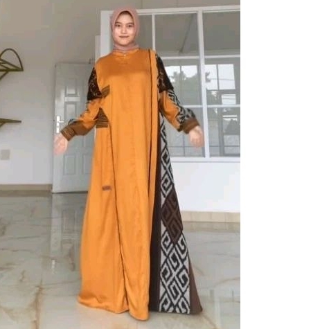 Gamis Twill Kombinasi Tenun - "Troso Heritage"