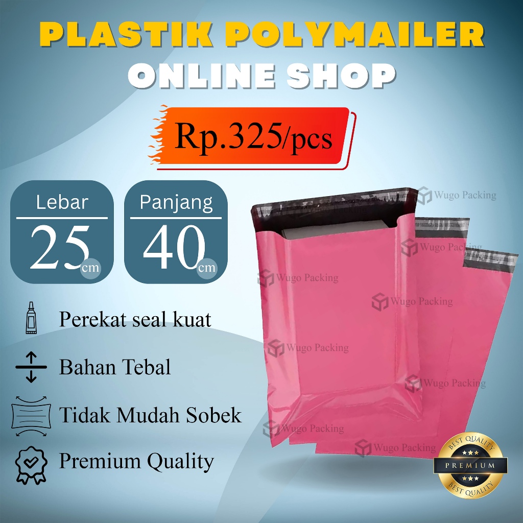 

25x40 kantong plastik polymailer Pink amplop packing online Merah Muda