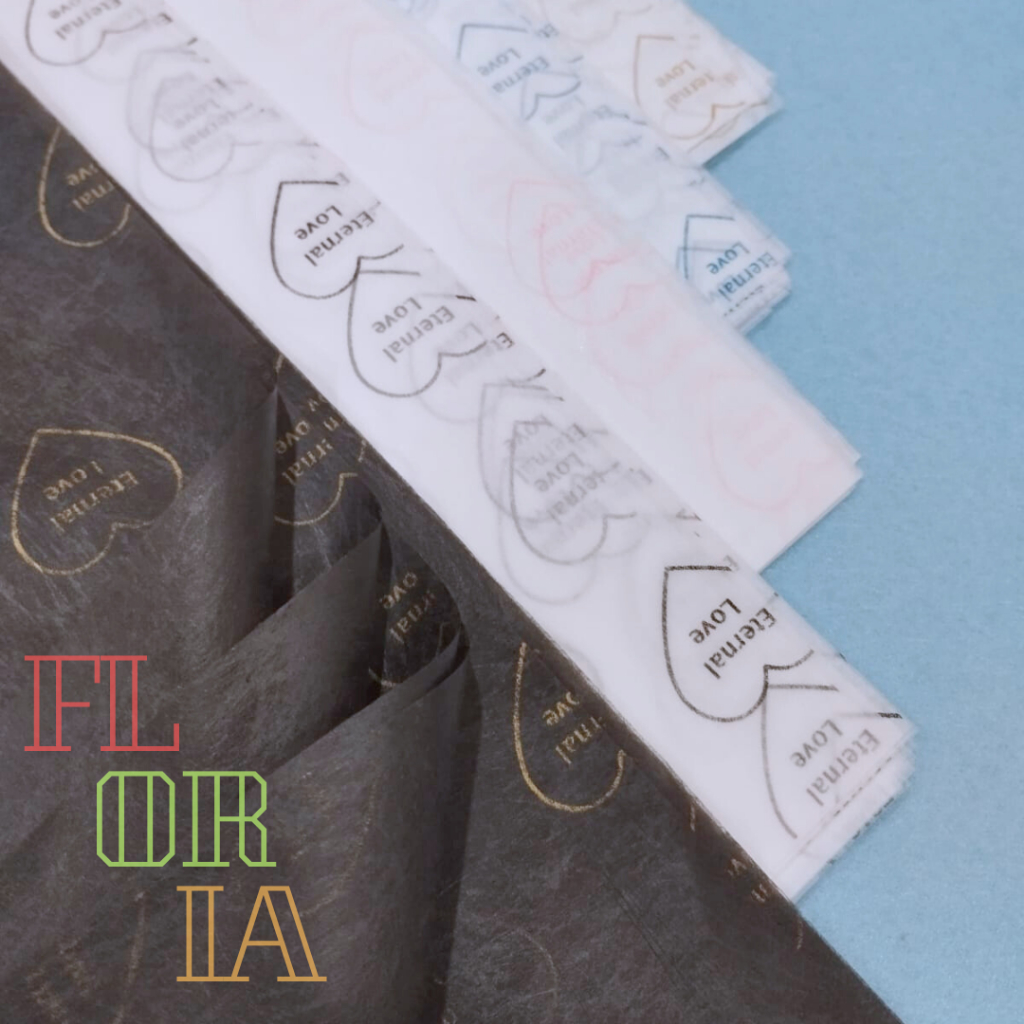 

5 Lembar 1110 Flower Wrapping Paper / Kertas Cellophane / Kertas Bunga / Kertas Kado motif love kertas buket bunga tipis motif love