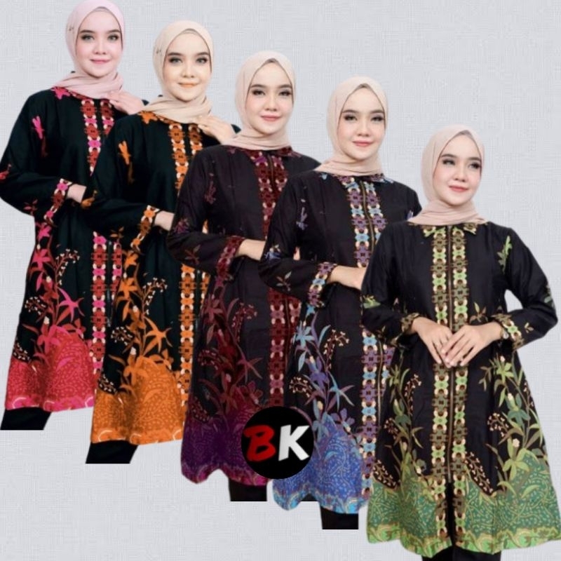 [ TERBARU ] ATASAN BATIK WANITA KERJA KANTOR  BATIK SOLO TUNIK BATIK JUMBO ATASAN BATIK WANITA BATIK