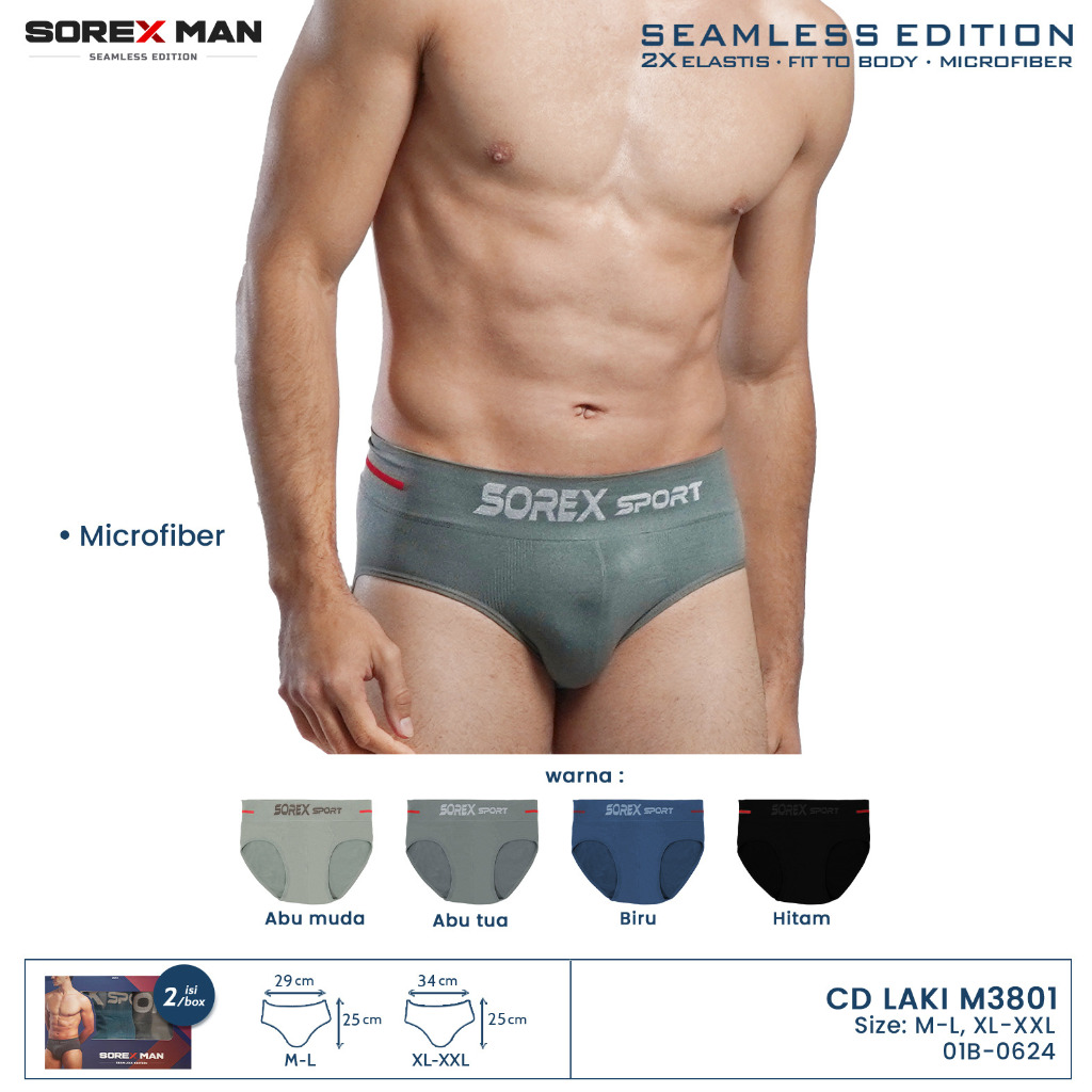 (2 PCS) Sorex Man Celana Dalam Segitiga Seamless Edition Brief CD LK 3801