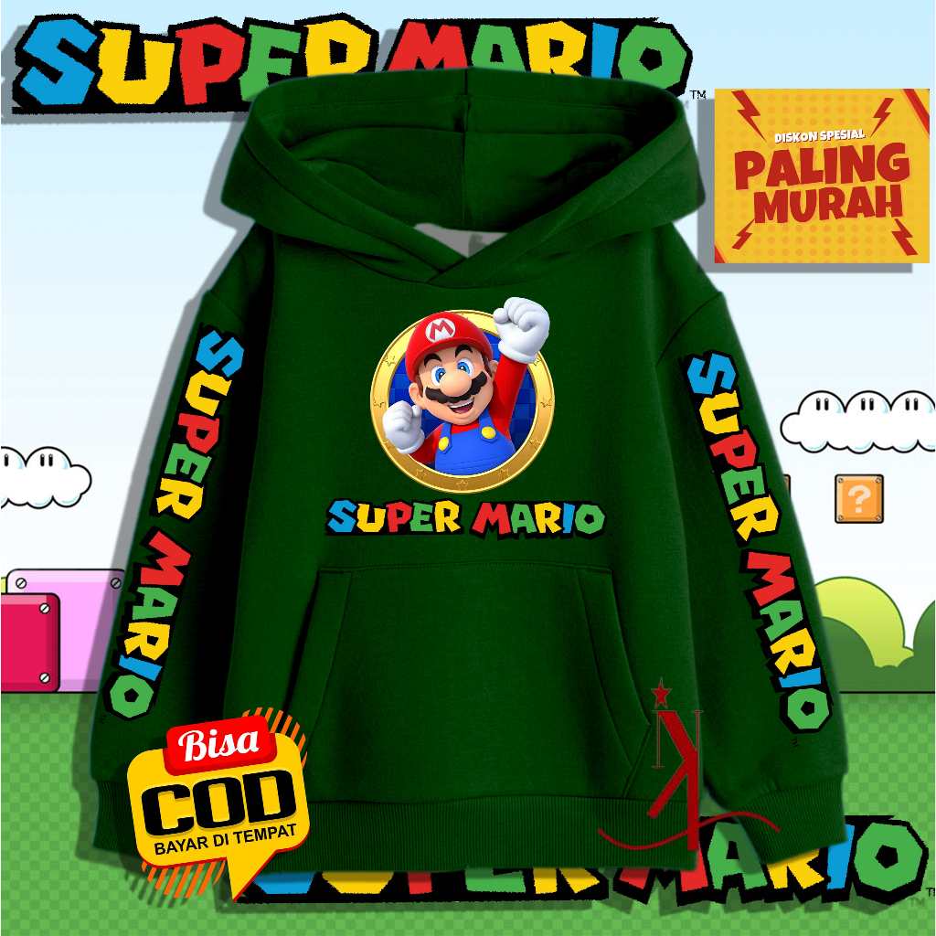 Jaket Hoodie Anak Super Mario / Jaket Hoodie Anak Lucu / Super Mario Jaket Hoodie Anak