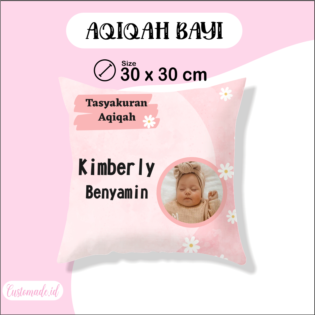 Bantal Aqiqah 30x30 cm - Kado Aqiqah - Hampers Aqiqah - Tasyakuran Aqiqah- Syukuran Aqiqah