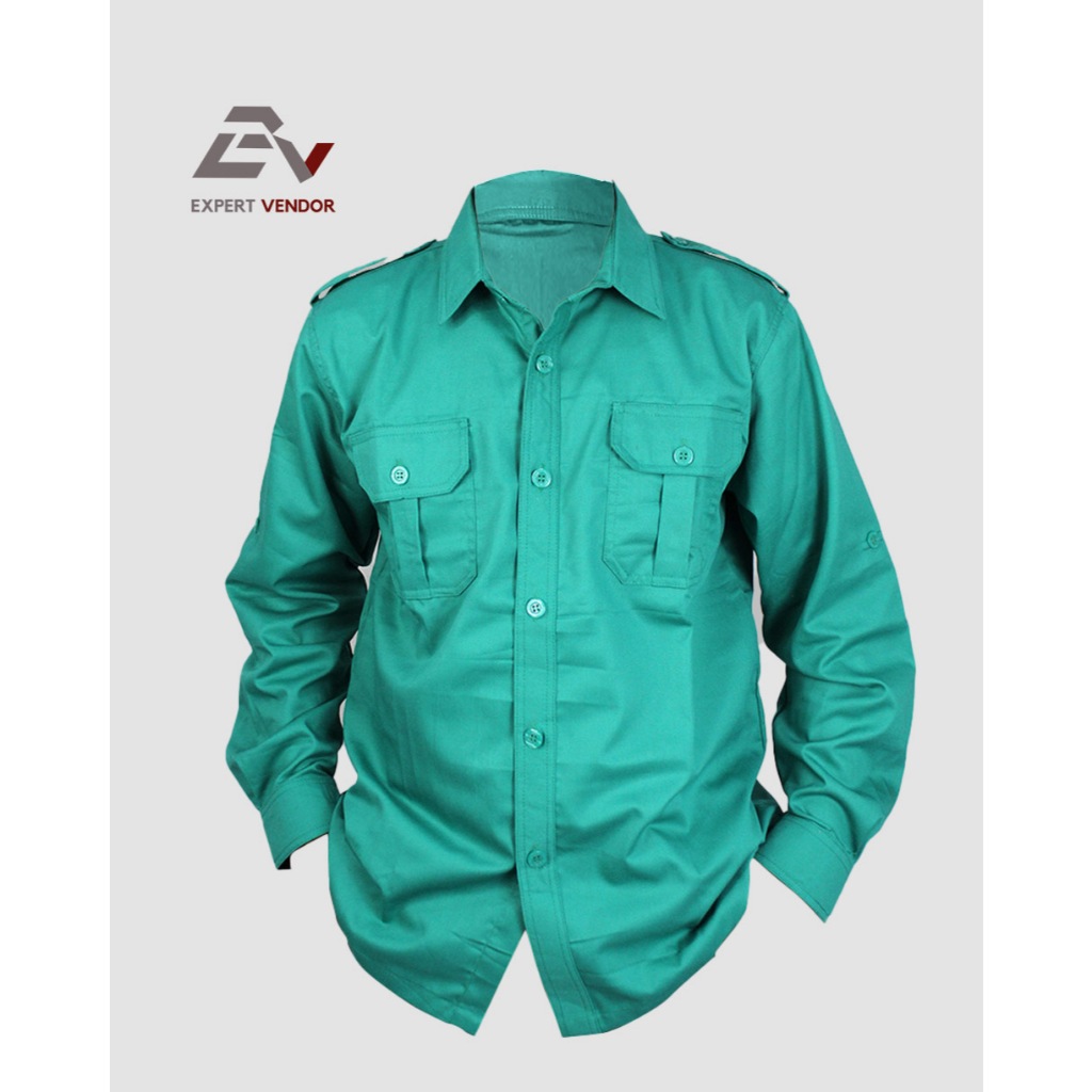BAJU KEMEJA POLOS BASIC / lapangan/ gunung/ outdoor / PDL/ PDH formal panjang warna hijau tosca muda
