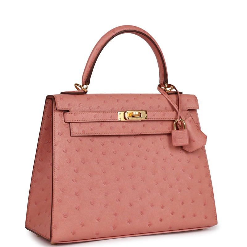 HM Ostrich KeIIy Terre Cuite Gold Hardware
