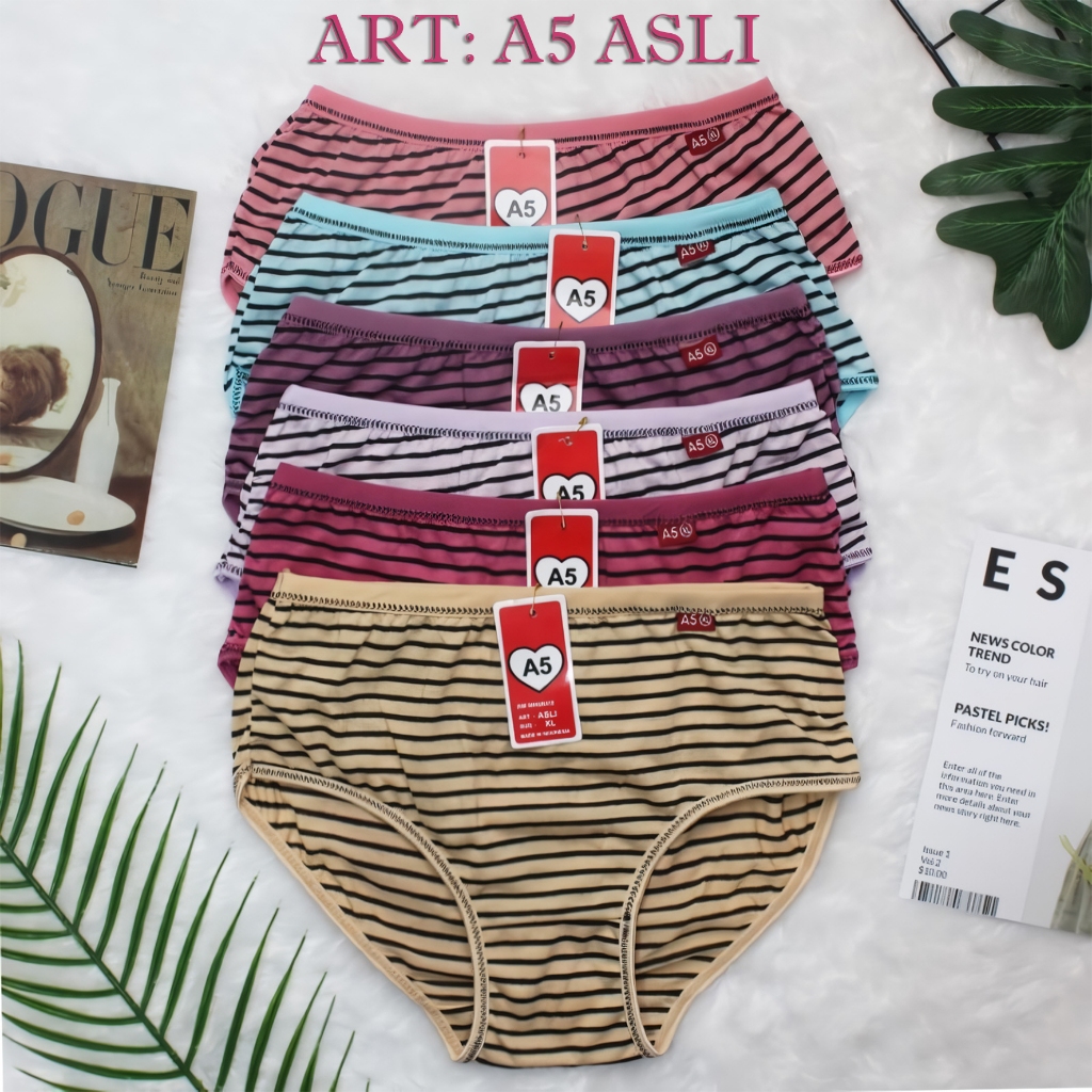 (PROMO 12PCS) CD WANITA LUSINAN TERMURAH CELANA DALAM WANITA BAHAN KATUN MOTIF SALUR SUPER ADEM DAN 