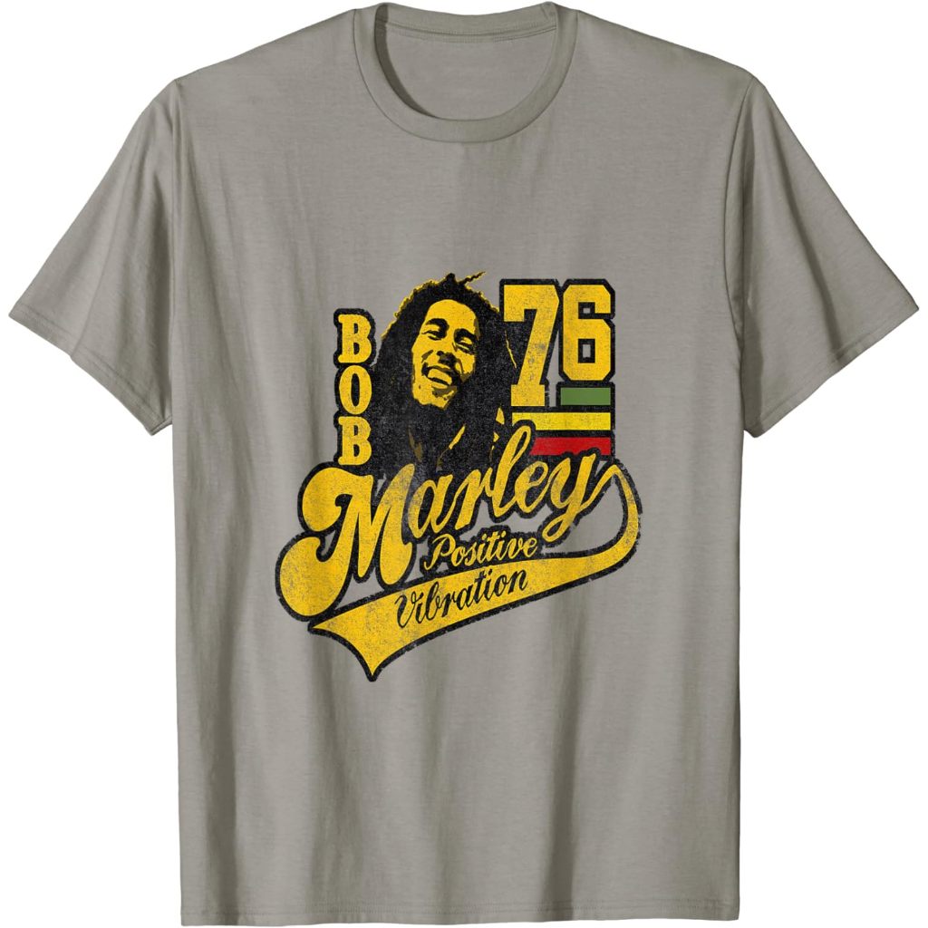 Baju Kaos Dewasa Bob Marley Positive Vibrations Soccer T-Shirt Pakaian Fashion Atasan Distro Remaja 