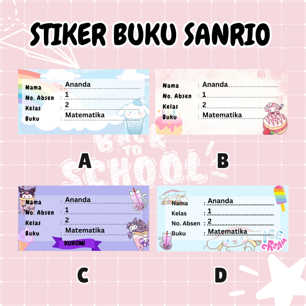 

Stiker Buku / Label Buku (Sanrio 1 - Bontak)