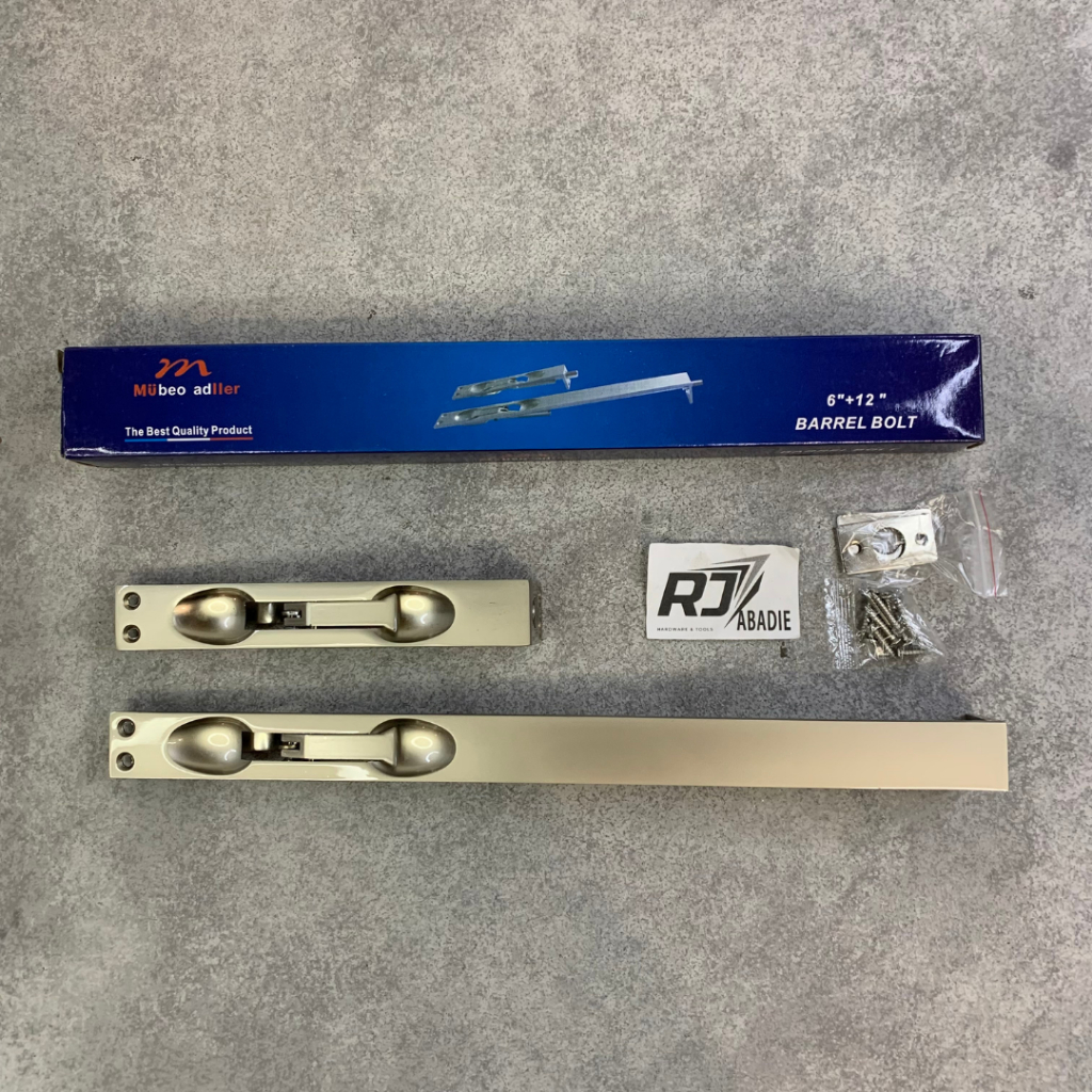 Grendel Slot Tanam Pintu Flush Bolt Babet Besi Chrome MULLER 6" + 12" SN