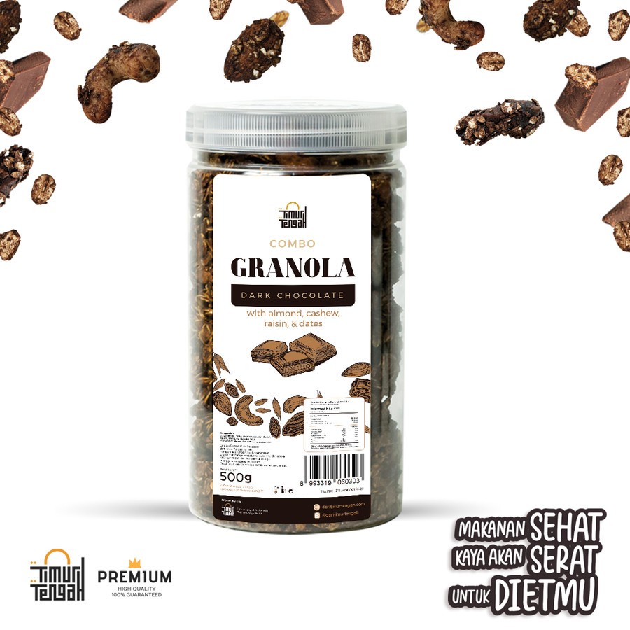 

Granola Coklat / Dark Chocolate 500 gr Timur Tengah Sereal Makanan Sehat High Quality - Toples
