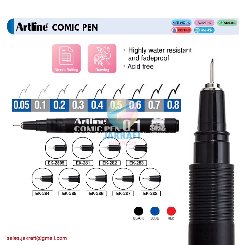 

AYO BELI 1 Pcs Comic Drawing Pen ARTLINE Koleksi Ukuran Warna Lengkap Highly Water Resistant Fadeproof