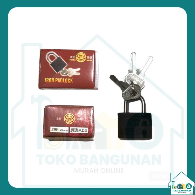 Gembok Globe Hitam 20 mm