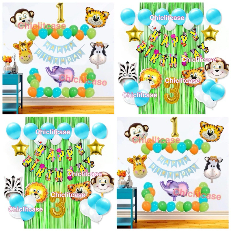 Paket balon dekorasi ulang tahun zoo/animal ulang tahun dekorasi pesta birthday jungle