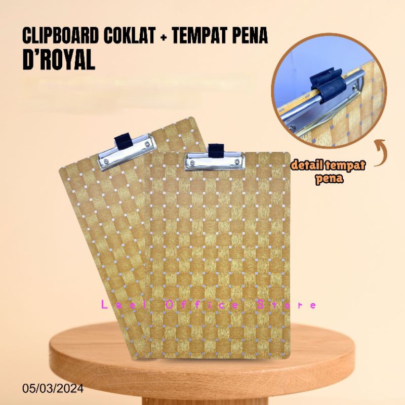 

Clipboard Papan Jalan + tempat pena / Papan Ujian / Papan Formulir/ Clipboard F4 Folio / Papan Dada Kayu ukuran Folio