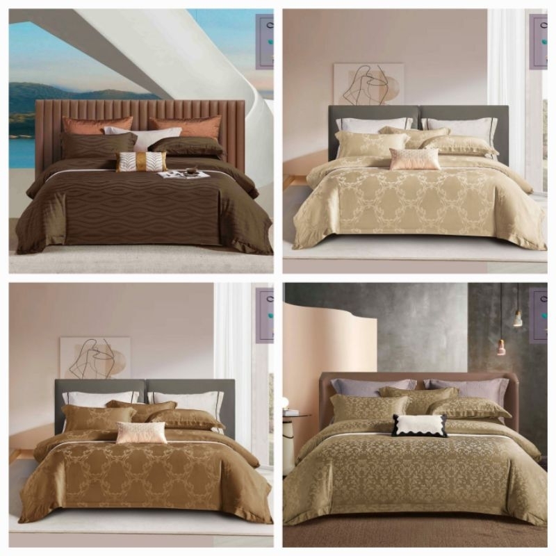 BEDCOVER SET komplit KINGKOIL SUTERA JACQUARD TENCEL | sprei hotel termewah | murah