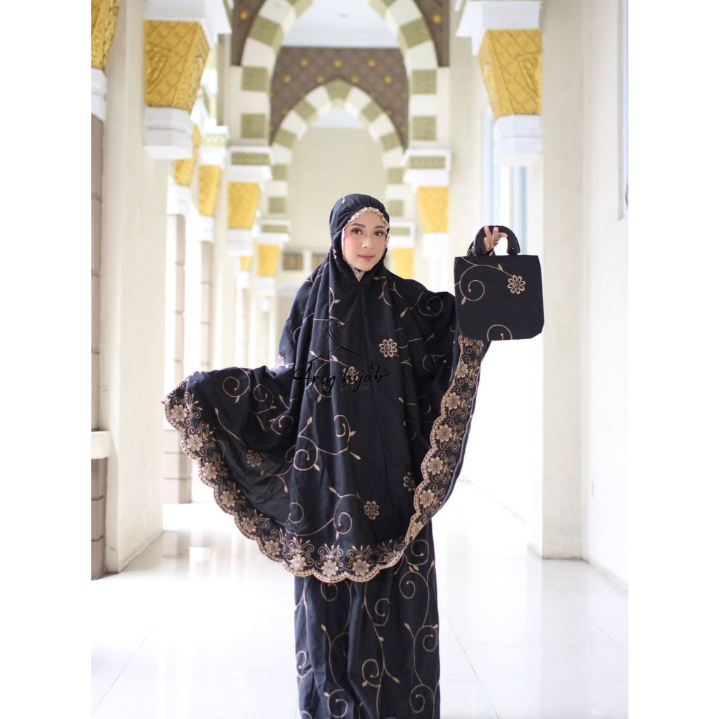 Mukena Gracella Dewasa Terbaru Full Bordir Free Tas by Arsy Collection
