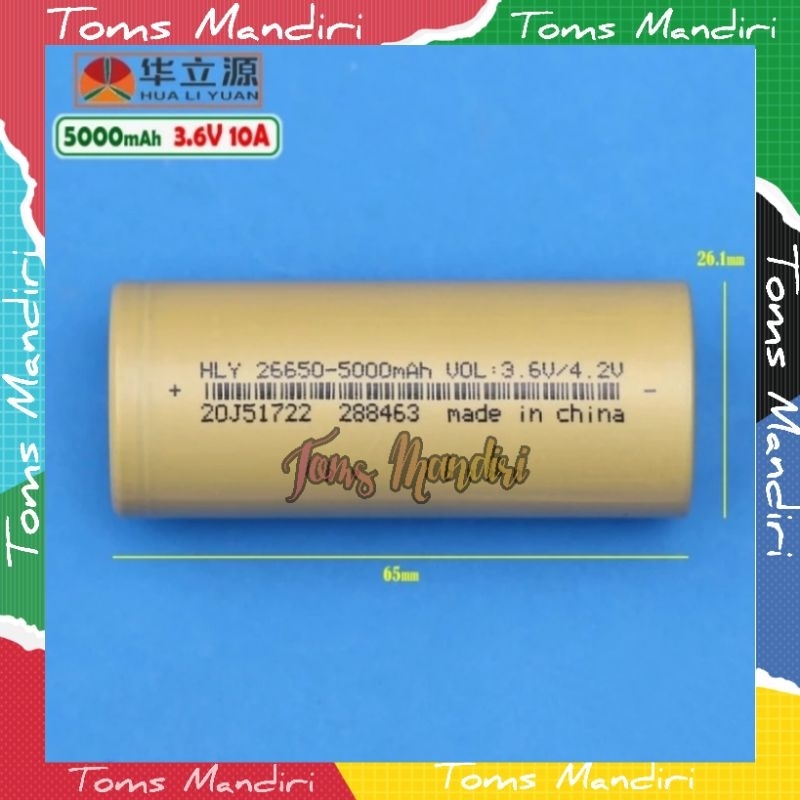 Baterai 26650 5000 Mah Senter Led Battery Pack Ebike 5000 Mah HLY