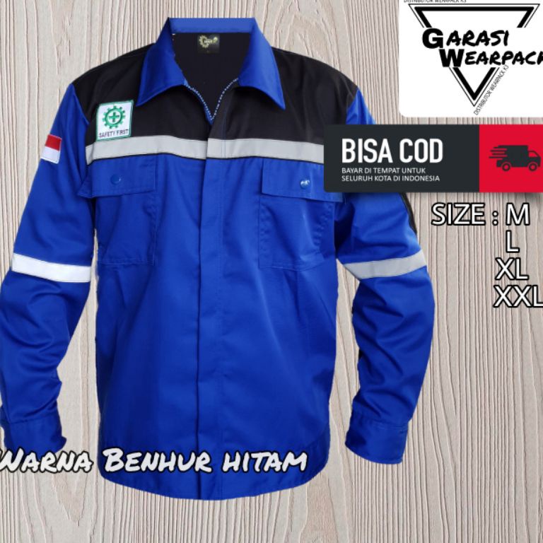 KODE F45R Baju Kerja Safety APD K3 Wearpack Atasan benhur kombinasi hitam 1 original