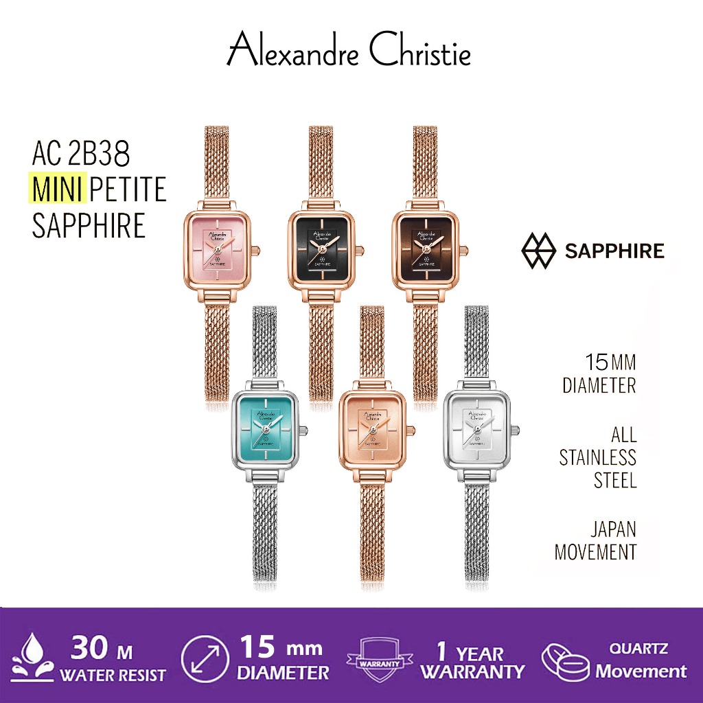 AC 2B38 ALEXANDRE CHRISTIE AC2B38 JAM TANGAN WANITA MINI SAPPHIRE ORIGINAL ANALOG WATCHES