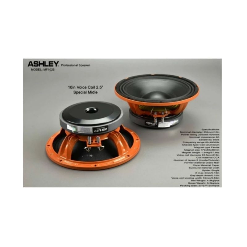 speaker component ashley MF 1025 speaker 10 inch spesial midle Original.