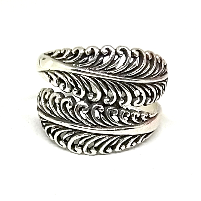 Cincin Ring Perak Silver Bali Daun Paku Lebar Universal All Size Asli 925 Pria Laki Wanita Keren Ele