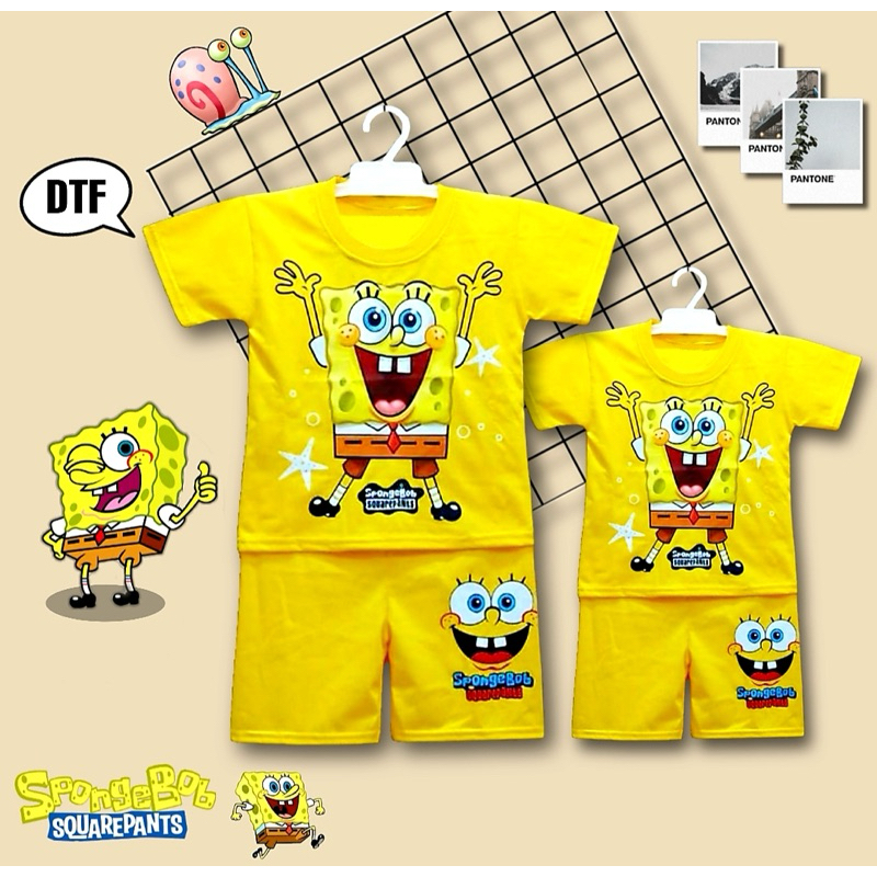 SETELAN BAJU ANAK OMAR DAN HANA TERBARU / KAOS ANAK SPONGEBOB