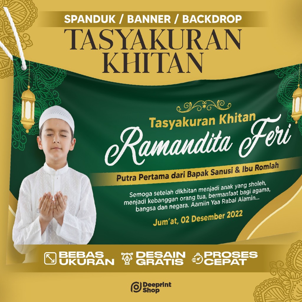 Spanduk Banner MMT Backdrop Acara Tasyakuran Khitanan Khitan Murah Gratis Desain proses cepat