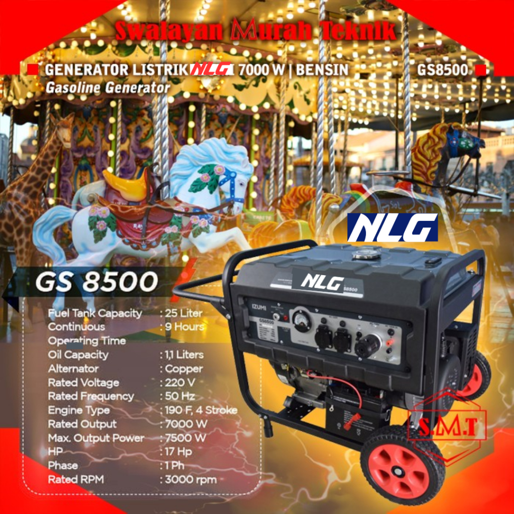 NLG GS8500 MESIN GENSET GENERATOR LISTRIK BENSIN 7000 WATT 7 KW IZUMI GS 8500