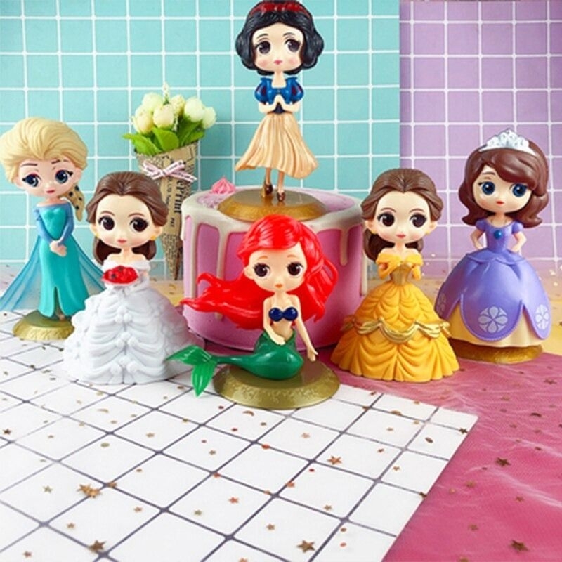 {BG} Princess Pajangan Kue Topper Kue Ulang Tahun Dekorasi Pesta Anak Princess Belle Mermaid Elsa Fr