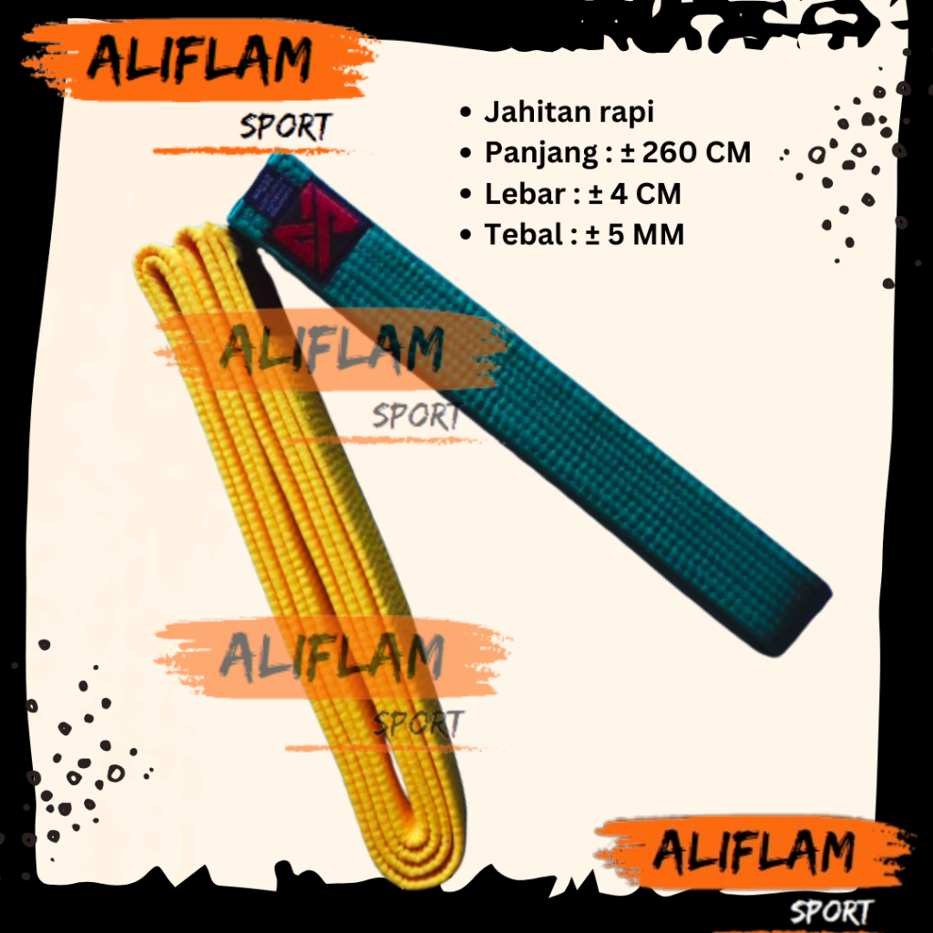 Sabuk Beladiri KUNING / HIJAU Sabuk Karate Hijau Kuning Taekwondo Belt Tebal SABUK BJJ Jiujitsu