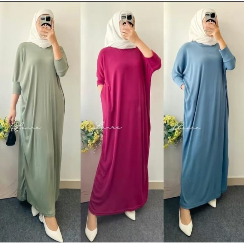GH-Rosa Batwing Dress Bahan Knit Rib Premium-Gamis BATWING / Batwing Panjang / DRESS Batwing / Baju 