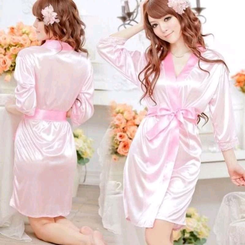 [KEKEARENA] Pakaian Kimono Satin Sexy Gaun Malam Wanita Kimono.