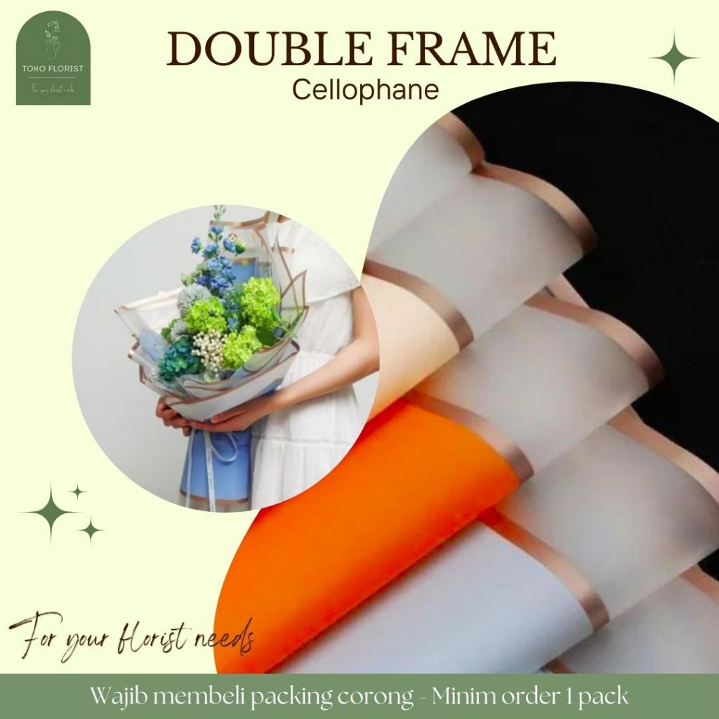 

GROSIR Kertas buket Bunga Cellophane DOUBLE FRAME isi 20 lembar