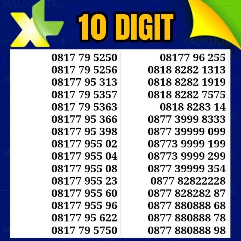 nomor cantik xl 10 digit 4G