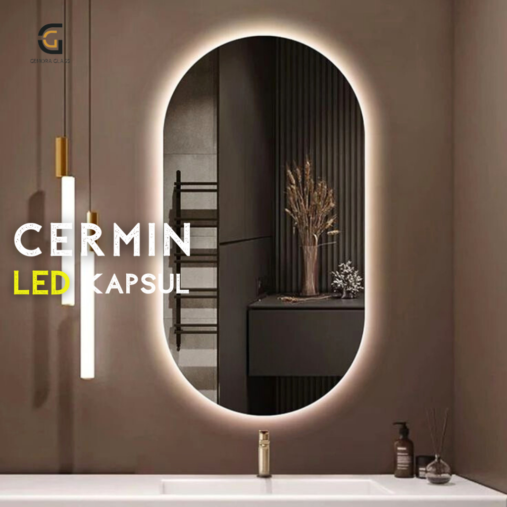 Cermin LED Aesthetic Dinding Kapsul (Free Packing) Cermin Dinding/ Cermin Aesthetic/ Kaca Aesthetic