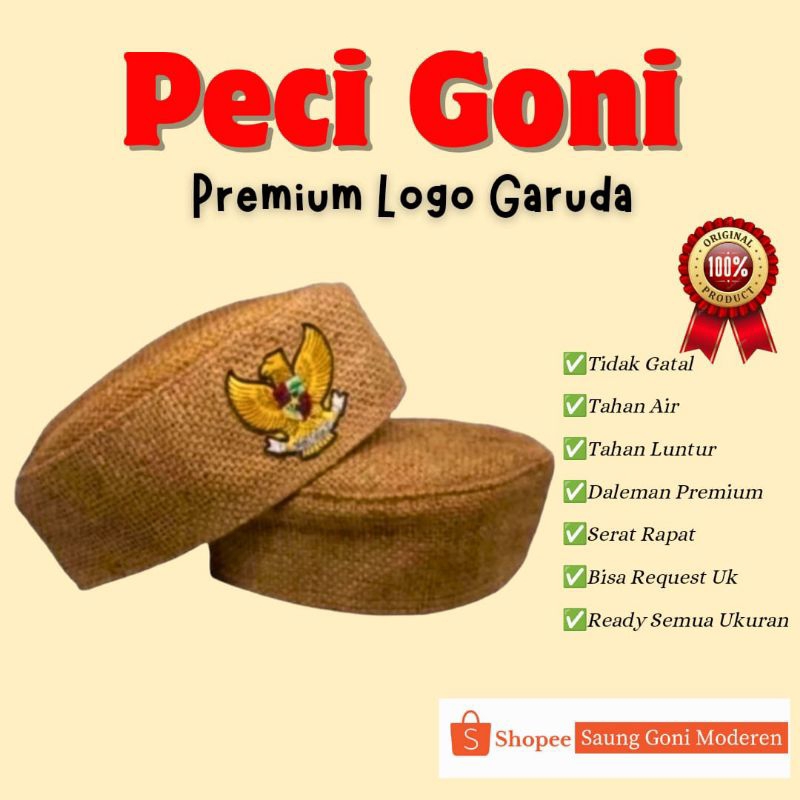 peci goni Opal + logo garuda # songkok merah putih
