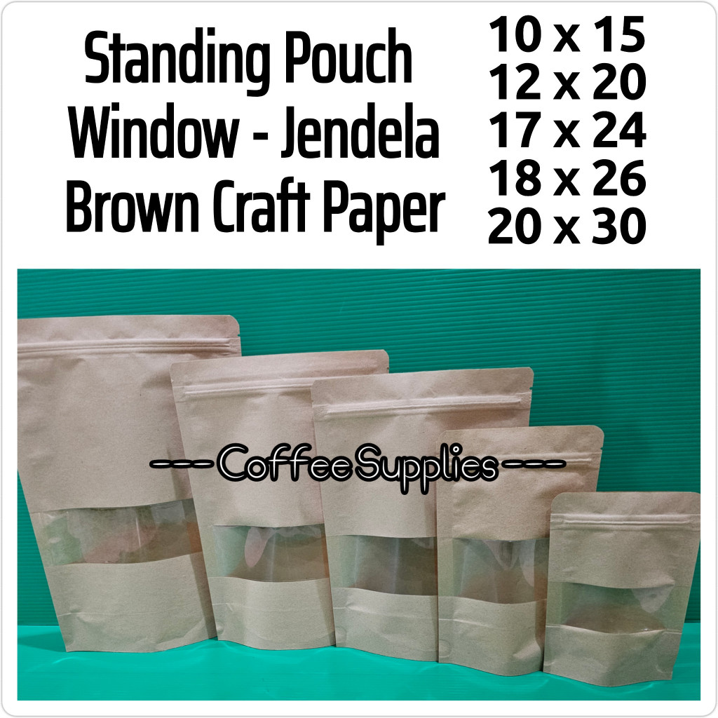 Standing Pouch Window Craft Paper kemasan jendela kertas kraft 10x15 12x20 17x24 18x26 20x30