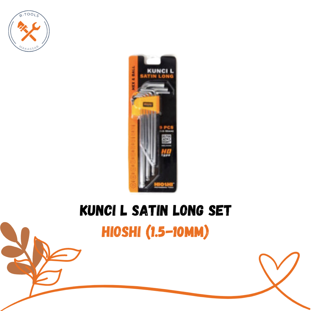 Kunci L Satin Long HEX&Ball Set HIOSHI