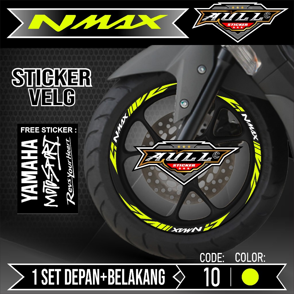 Sticker Velg Nmax Cutting Velg Motor Yamaha NMAX Old List Stiker Cutting Velk Ban Variasi Set Depan 