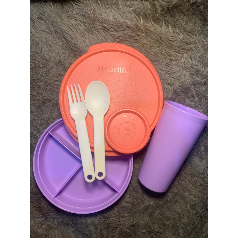 Tempat Makan Set Untuk Anak Ungu Peach Baby Lunch Moorlife