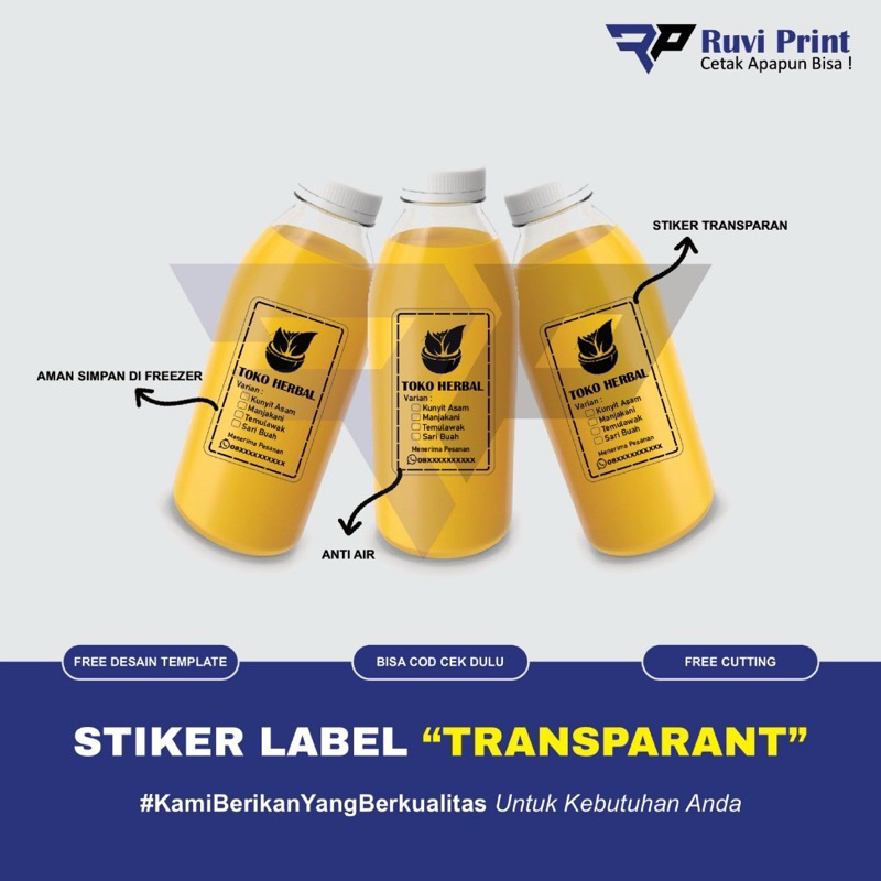 

STICKER STIKER TRANSPARAN LABEL MINUMAN VINYL ANTI AIR