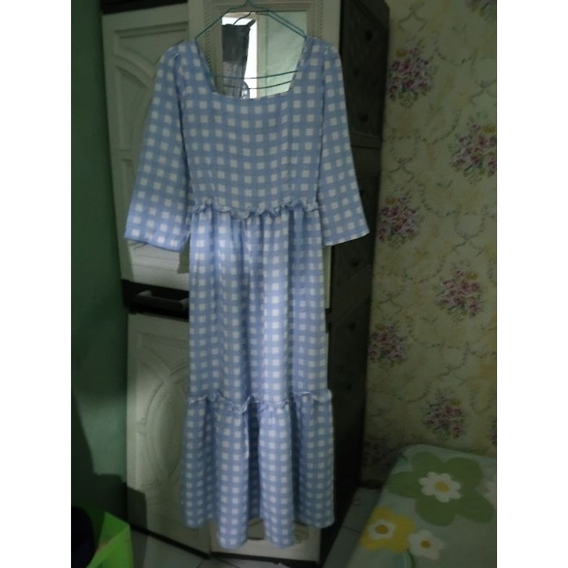 daster  blue kotak kotak